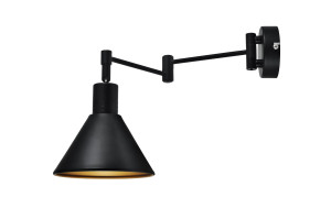 Copenhagen lampa kinkiet 1x40w e14 czarny śrdek złoty