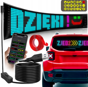 LED MATRIX PANEL WZORY NA SZYBĘ DO AUTA SAMOCHODU NAPISY TIR CIĄGNIK