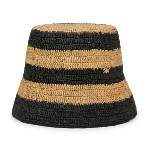 Le Szapo Raffia Mini Cloche Brown & Black