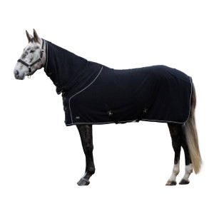 Derka polarowa z kapturem Covalliero Therm czarna 155 cm