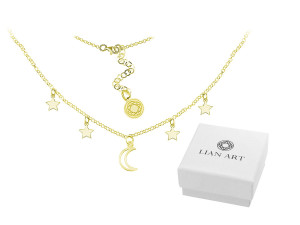 NASZYJNIK CHOKER - KSIĘŻYC - GWIAZDY - 24K ZŁOCENIE