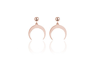 Kolczyki Lunka - Księżyc Lunula mały - rose gold