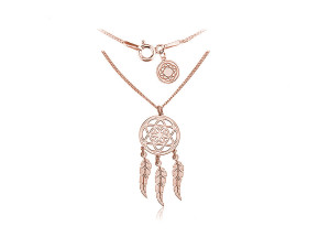 Naszyjnik srebrny łapacz snów dreamcatcher - Rose Gold