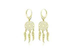 Srebrne kolczyki łapacze snów dreamcatcher - 24k złocenie