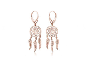 Srebrne kolczyki łapacze snów dreamcatcher - Rose Gold