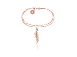 Bransoletka na nogę piórko podwójna - rose gold