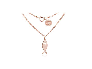 Naszyjnik z medalikiem rybą ICHTYS - rose gold