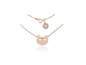 Naszyjnik z głową kota - rose gold - grawer