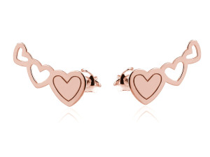 Kolczyki typu nausznica - Serca - rose gold