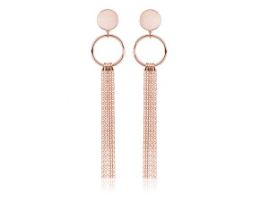 Kolczyki Regina - koła z łańcuszkami - rose gold