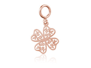 Zawieszka do bransoletek modułowych - koniczynka ażurowa - rose gold