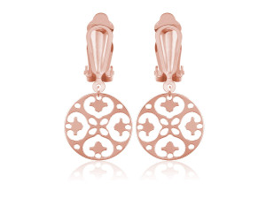 Srebrne klipsy Jaśmina z rozetą - rose gold