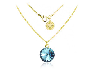 Naszyjnik srebrny z kryształem Swarovski® - Rivoli 12mm - 24K złocenie