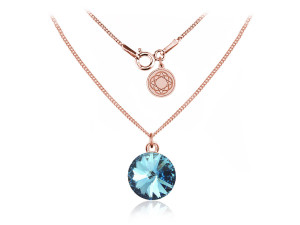 Naszyjnik srebrny z kryształem Swarovski® - Rivoli 12mm - Rose Gold