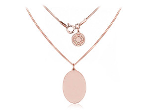 Srebrny naszyjnik z gładkim medalionem - Rose Gold