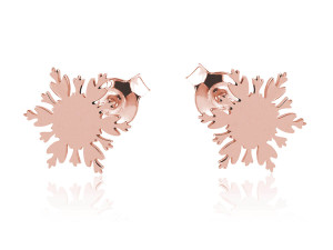 Srebrne kolczyki - Śnieżynka - Rose Gold - sztyft