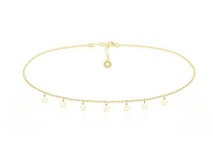 Naszyjnik Choker łańczuszek z gwiazdkami - 24k złocenie