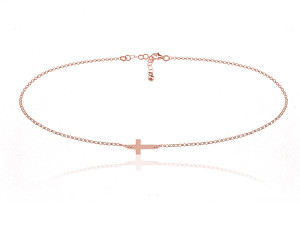 Srebrny naszyjnik z krzyżykiem - 2MR Rose Gold