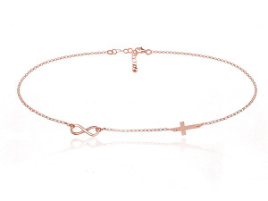 Srebrny naszyjnik z infinity i krzyżykiem - 2MR Rose Gold