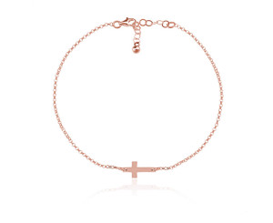 Srebrna bransoletka z krzyżykiem - 2MR Rose Gold