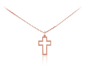 Srebrny naszyjnik z krzyżykiem - FD30 Rose Gold