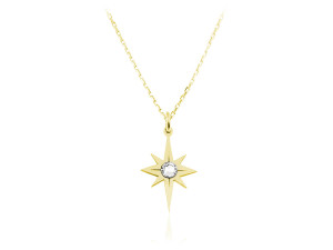 Srebrny naszyjnik Stella z gwiazdą i kryształem Swarovski® - Fd30 24k złocenie