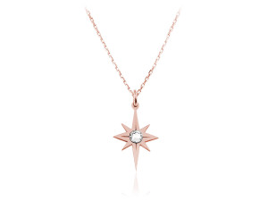 Srebrny naszyjnik Stella z gwiazdą i kryształem Swarovski® - Fd30 Rose Gold