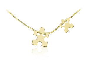 Srebrny naszyjnik dwa Puzzle - puzzel - 24k złocenie gd30