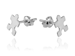 Srebrne kolczyki Puzzle
