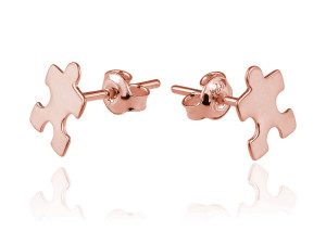 Srebrne kolczyki Puzzle - Rose Gold