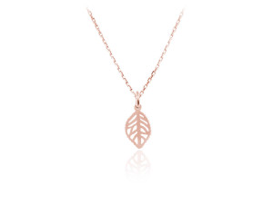 Srebrny naszyjnik z listkiem - Rose Gold