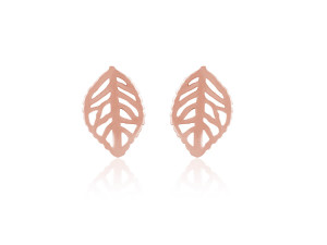 Srebrne kolczyki liscie - Rose gold