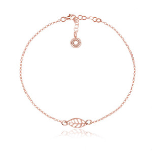 Srebrna bransoletka z lisciem - rose gold 2MR