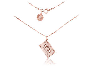 Srebrny naszyjnik kaseta magnetofonowa - rose gold