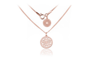 Srebrny naszyjnik z rozetą Madeleine - 12mm - rose gold
