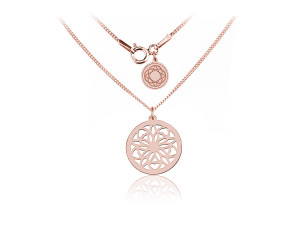 Srebrny naszyjnik z rozetą Madeleine - 16mm - rose gold