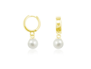 Srebrne kolczyki z perłą Swarovski® - 24k złocenie