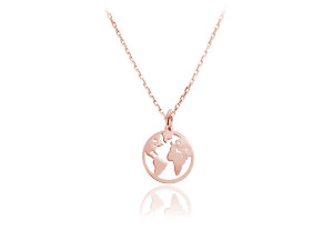 Naszyjnik kula ziemska mapa - rose gold
