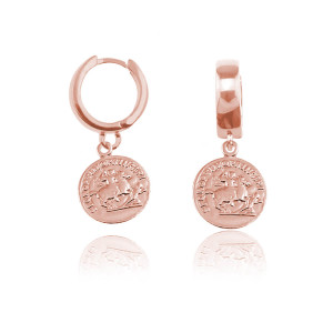 Kolczyki Antique z monetą - rose gold