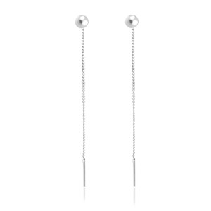 Srebrne kolczyki kulki przeciągane przez ucho ( 4mm )