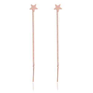 Kolczyki srebrne gwiazdka przeciągane przez ucho - rose gold