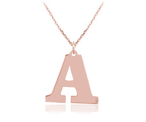 Naszyjnik srebrny z dużą literką - Literki do wyboru - rose gold