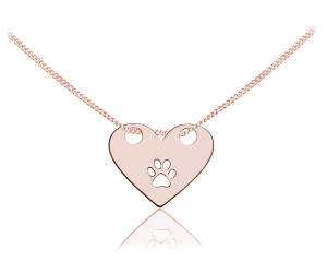 Naszyjnik z ażurową łapką w sercu - rose gold