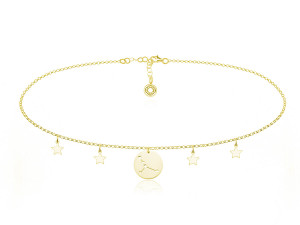 Srebrny choker z zawieszką znaki zodiaku i gwiazdkami 24k złocenie
