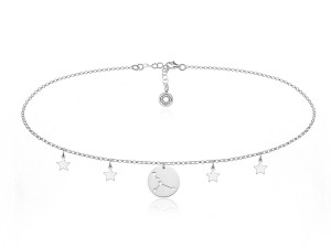 Srebrny choker z zawieszką znaki zodiaku i gwiazdkami