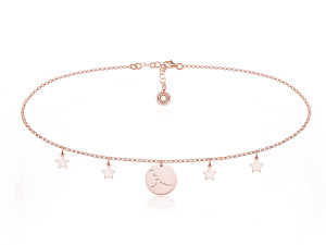 Srebrny choker z zawieszką znaki zodiaku i gwiazdkami rose gold