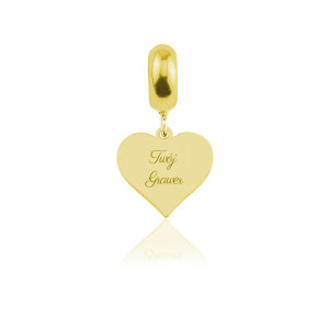 Na święta | Srebrny charms Beads - zawieszka Serce - 24k złocenie - grawer gratis!