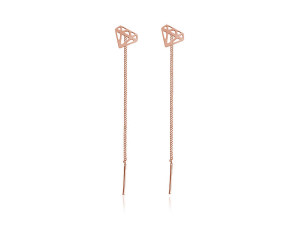 Srebrne kolczyki Diamenty przeciągane - rose gold