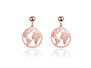 Na święta | Kolczyki kula ziemska - rose gold