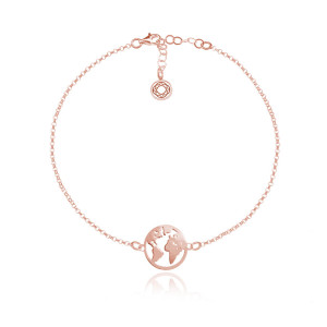 Bransoletka kula ziemska mapa - rose gold